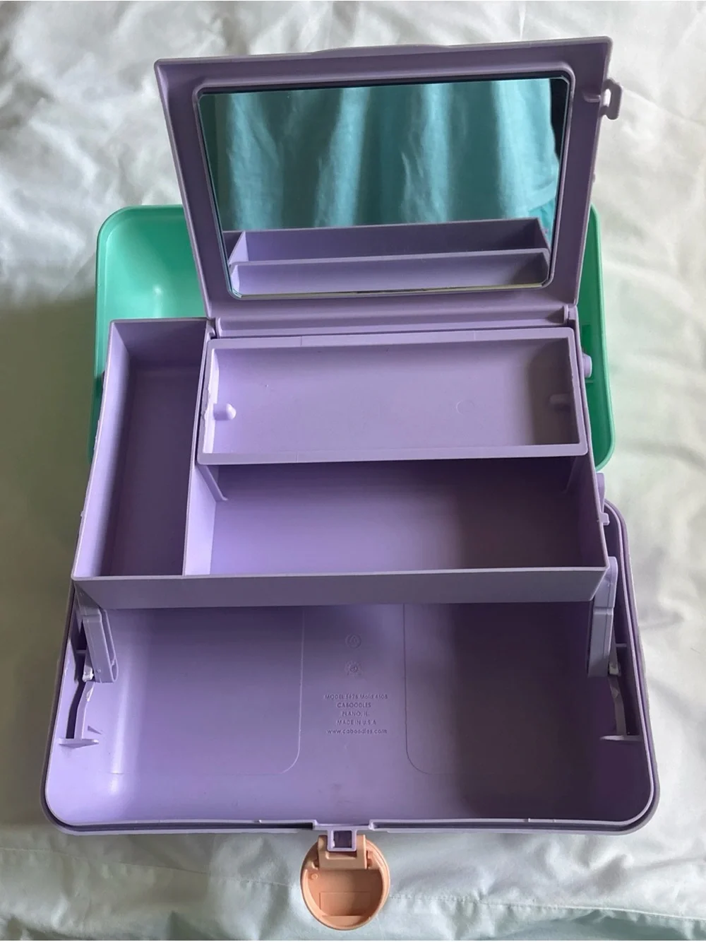 Vintage 90’s Caboodles of California Teal & Purple Makeup Box Case. Made in USA